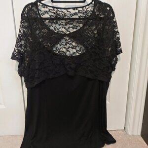 Elegant black top with lace detail, 3x